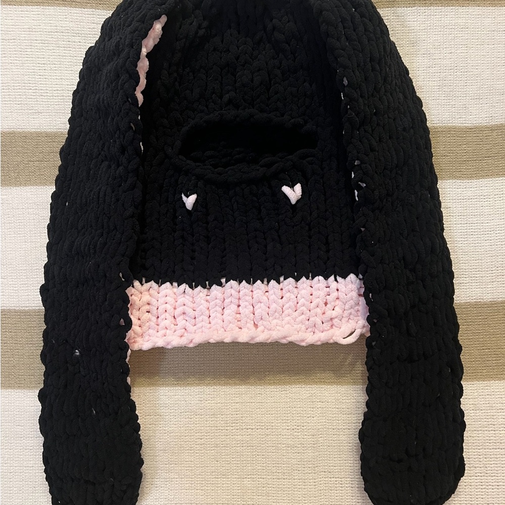 Knit bunny ski mask